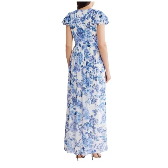 eliza j blue and white dress Women's Eliza J Cold Shoulder Dress, Size 8 main image 1